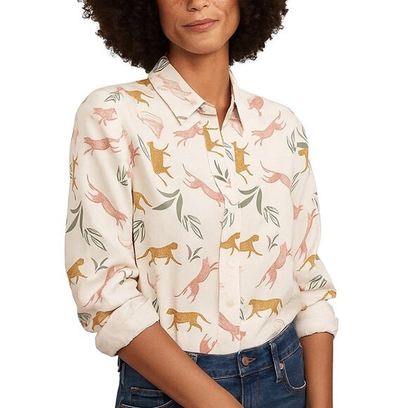 Marine Layer Tops - MARINE LAYER Sahara Button Down 100% lyocell Cheetah Print size M